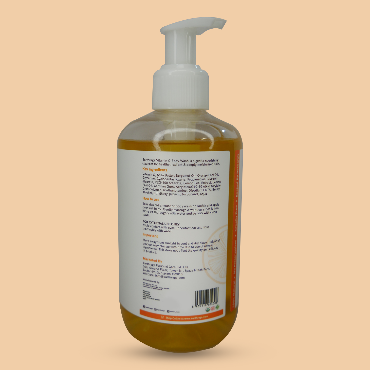 Shop Organic Vitamin C Body Wash For Glowing Skin Earthraga