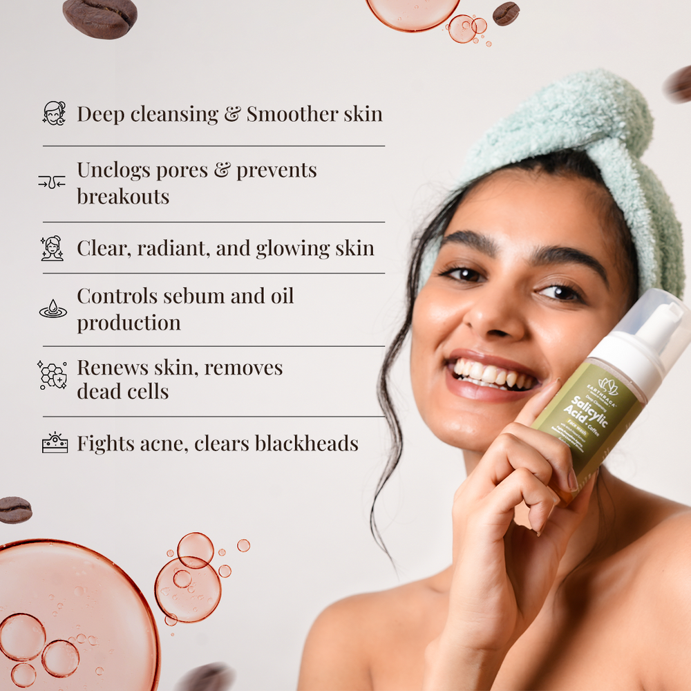Salicylic Acid Face Wash Coffee Face Cleanser for Women Earthraga
