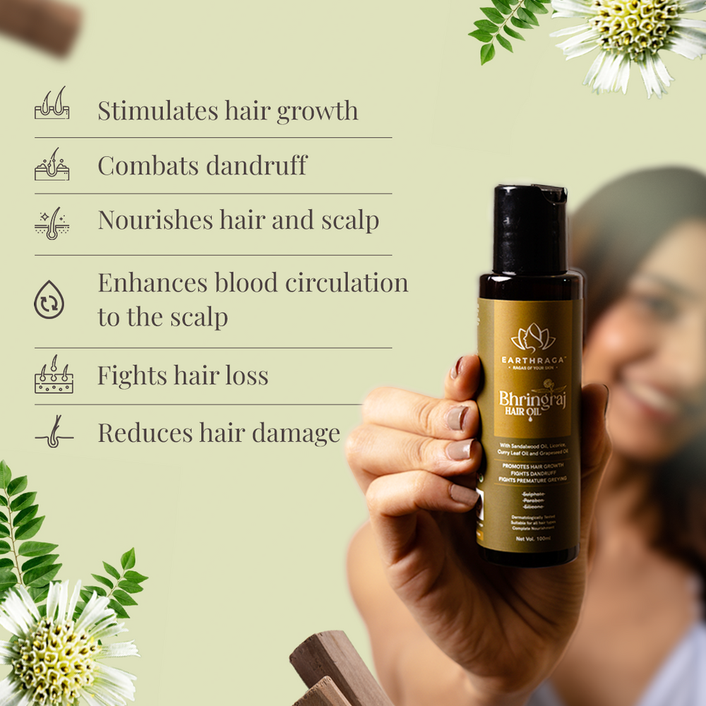 Natural Bhringraj Hair Oil For Hair Growth In India Earthraga