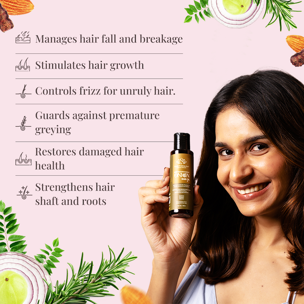 Deep Nourishment Onion Hair Oil Strengthens Hair Roots & Prevents Ha