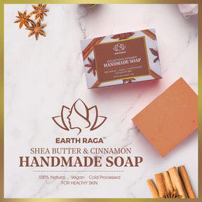 Pack of 4 Cold Pressed Soaps |Shea Butter & Tea Tree Soap | Shea Butter & Lavender Soap | Shea Butter and Rose Soap 125gms  |  Shea Butter & Cinnamon Soap |  500 gms (4 X 125 Gms )