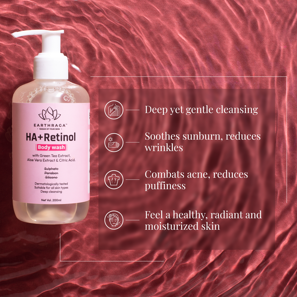 Retinol Body Wash with Hyaluronic Acid for skin elasticity | 200ml