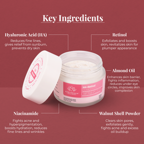 HA + Retinol Face Scrub | Clears Clogged Pores | Fades Wrinkles | Brightens Skin | Removes Tan | 100ml