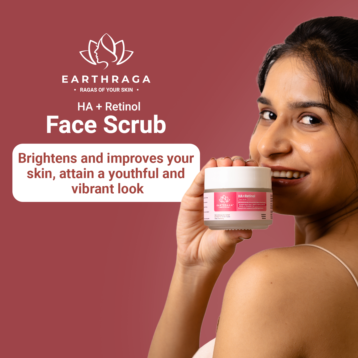 Organic Face Scrub With Hyaluronic Acid & Retinol Earthraga