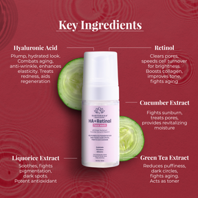 HA + Retinol Foaming Face Wash | Anti-Wrinkle Age-Defying | Moisturizes & Fades Dark Spots | 100ml