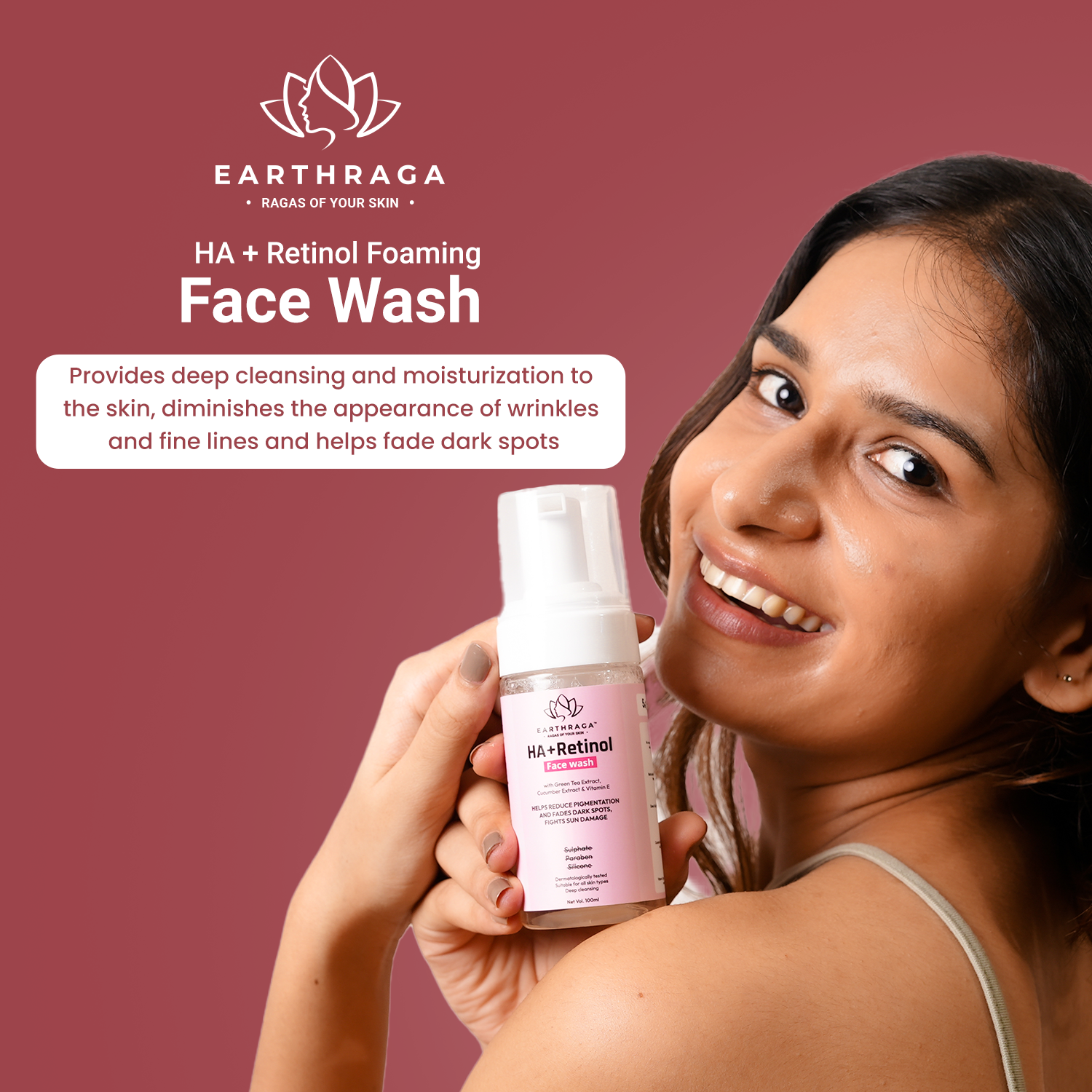 Buy Retinol Face Wash With Hyaluronic Acid For Youthful Skin Earthraga