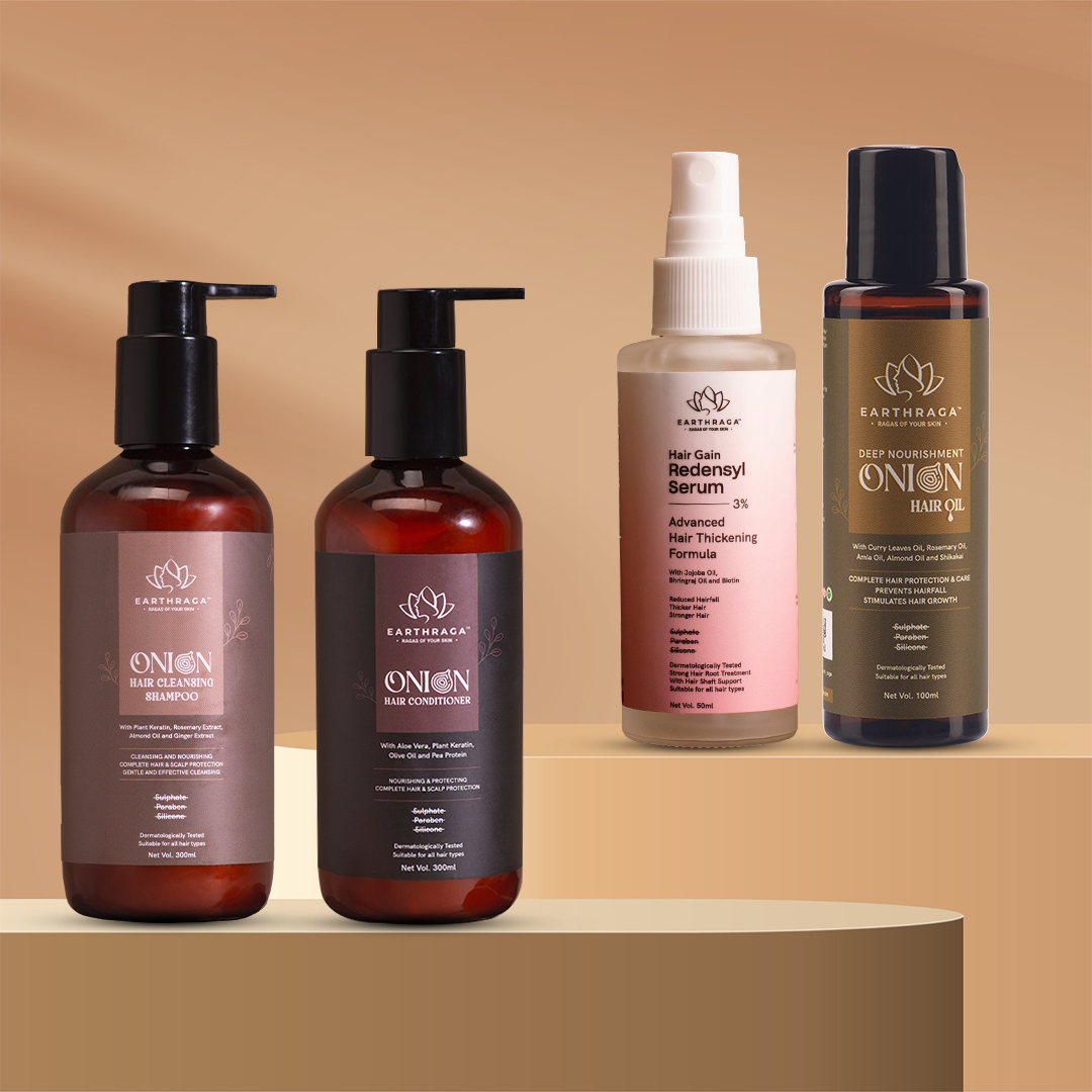 Hair Care Kit- Onion Shampoo, Conditioner,  Hair Oil and Redensyl serum