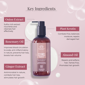 Onion Hair Cleansing Shampoo | Strengthens Hair Strands | Cleanses & Nourishes Hair Roots | Provides Silky & Shiny Hair | 300ml