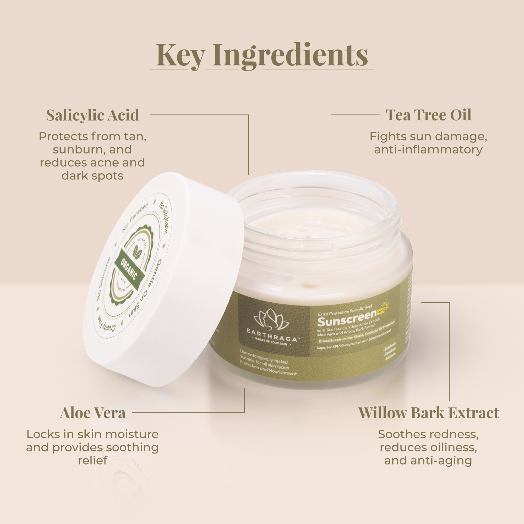 Earthraga Salicylic + Coffee Face Scrub | Salicylic Matte Sunscreen SPF 50 - COMBO | 100gm each