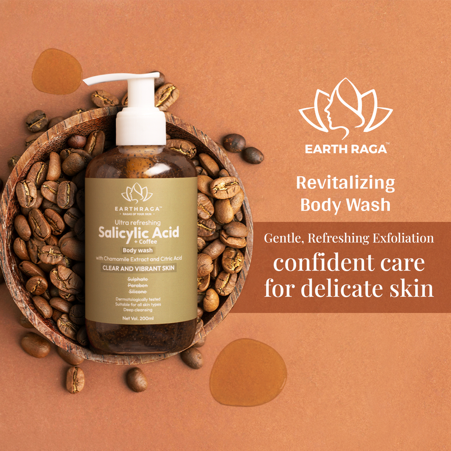 Coffee Body Wash Salicylic Acid Wash for Exfoliating Skin Earthraga