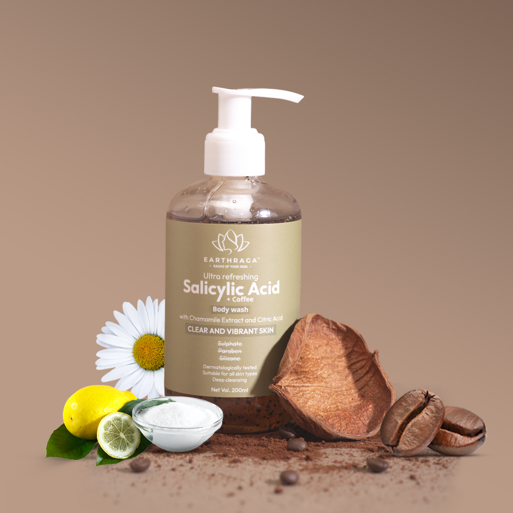 Coffee Body Wash Salicylic Acid Wash for Exfoliating Skin Earthraga