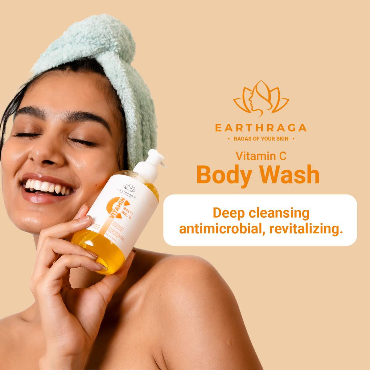 Earthraga Vitamin C Body Wash | Makes Skin Tight & Firm | Promotes Even Skin-Tone | 200ml
