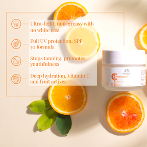 Vitamin C Sunscreen SPF 50 Matte | Protects Skin From Sun Rays | Anti-inflammatory | Reduces Dark Spots & Fine Lines | 100gm