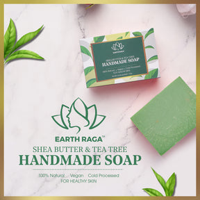 Shea Butter & Tea Tree Soap | Cleanses Skin Deeply | Suitable For Rashes Or Irritated Skin | Effective For Acne | 125gms