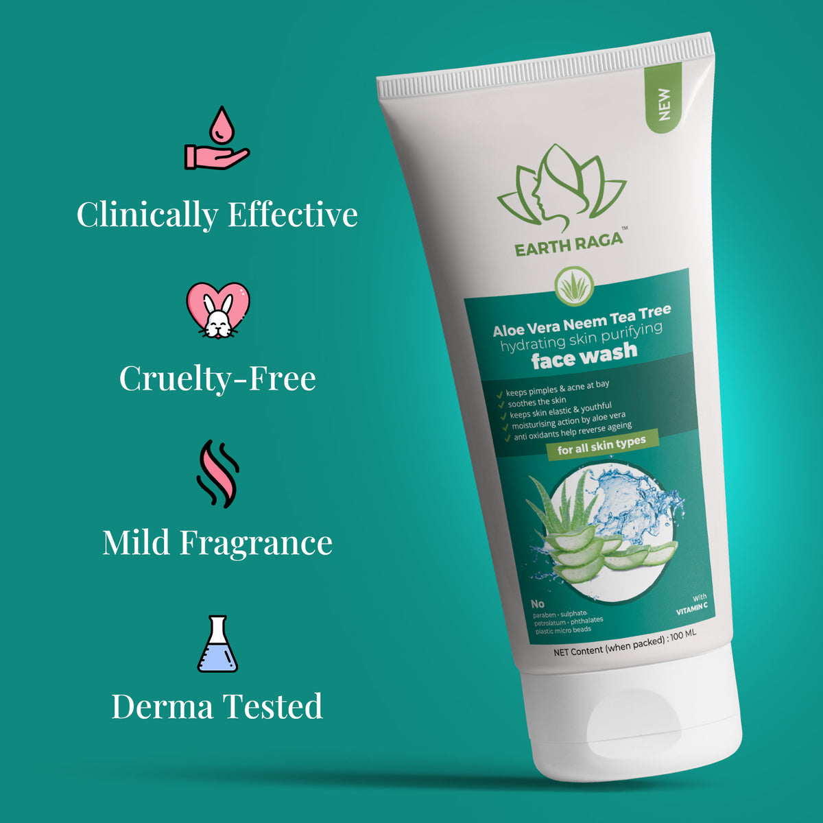 Buy Organic Aloe Vera Neem Tea Tree Face Wash Online Goodness of Organic Face Wash at Best