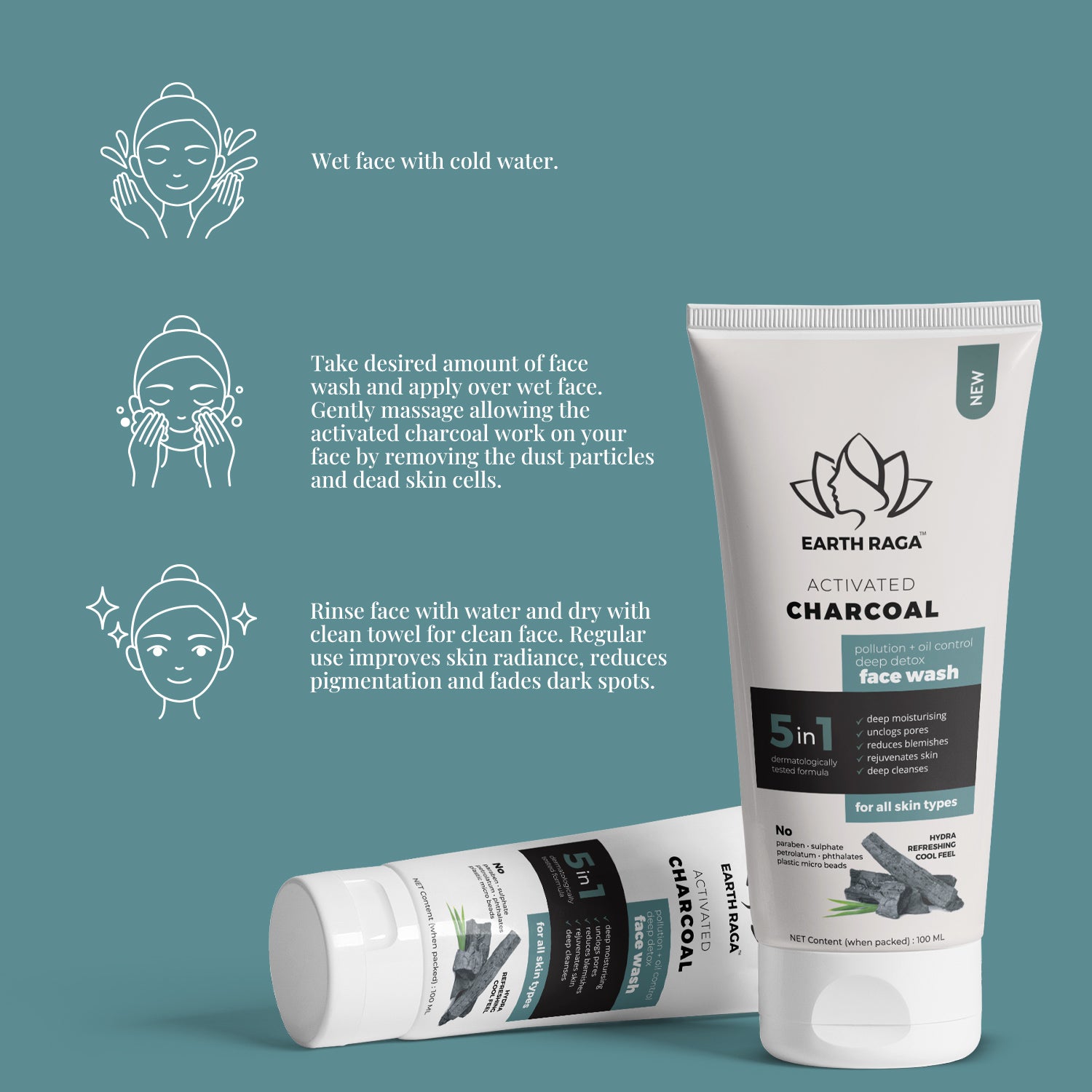 Buy Activated Charcoal Face Wash Natural Online In India Earthraga